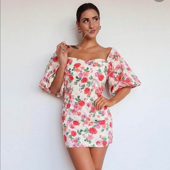 Zara Dresses & Skirts - ZARA THE CAROLINE floral puff sleeve mini dress blogger favorite XS